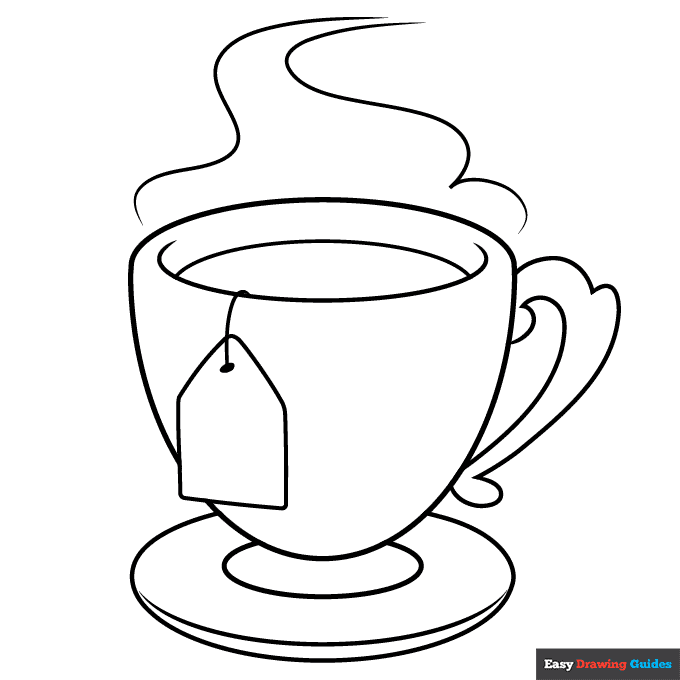 Tea Cup Coloring Page Easy Drawing Guides Tea Cup Coloring Page Easy Drawing Guides