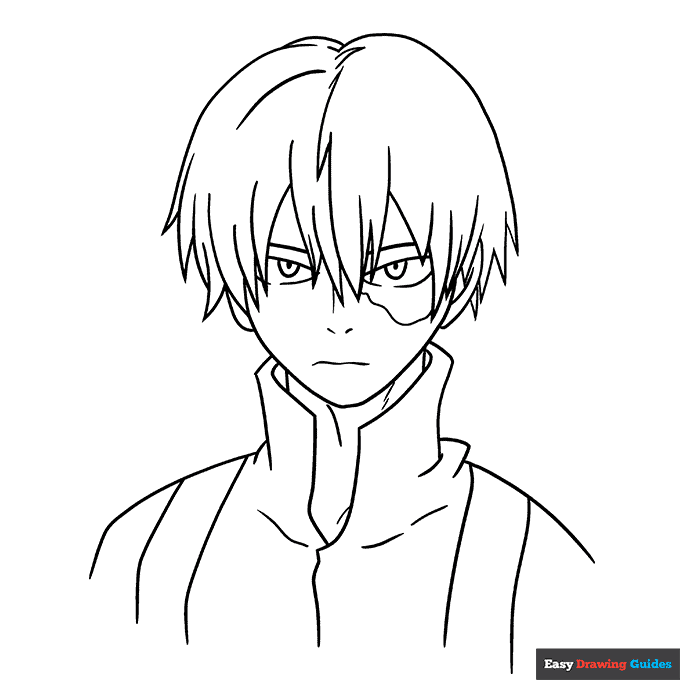 Shoto Todoroki from my Hero Academia Coloring Page | Easy Drawing Guides