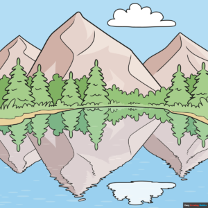 How to Draw an Easy Reflection Drawing - Mountain Landscape Featured Image