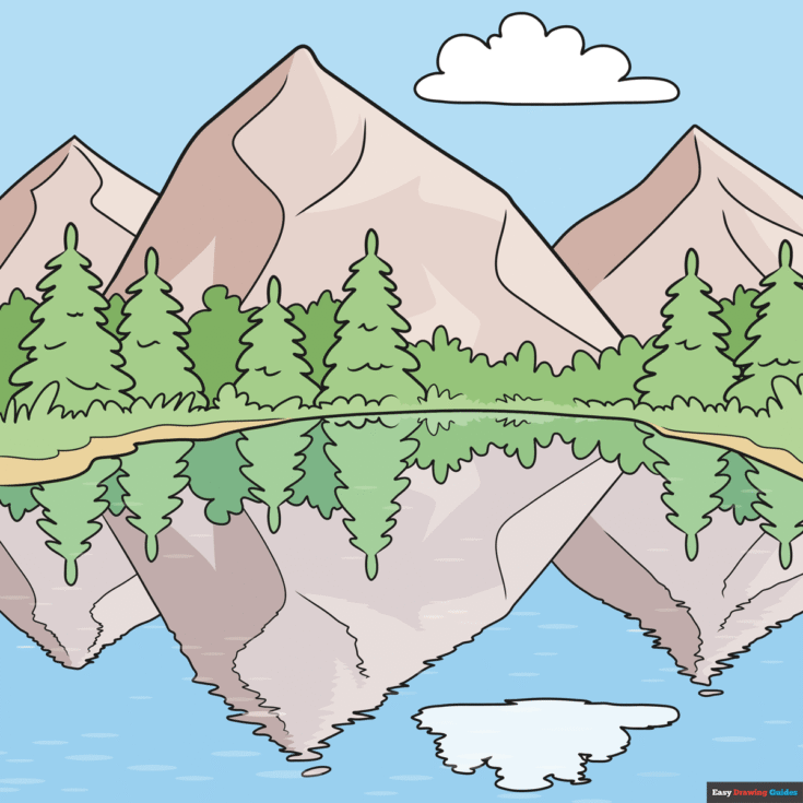 How to Draw an Easy Reflection Drawing - Mountain Landscape Featured Image