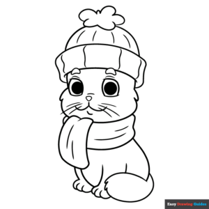 Cat in Clothes Coloring Page | Easy Drawing Guides