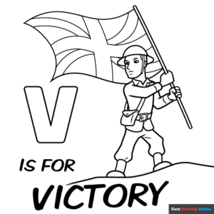 VE day Card Coloring Page | Easy Drawing Guides