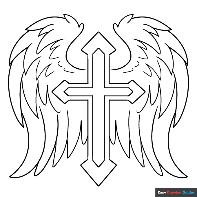 crosses with wings coloring pages