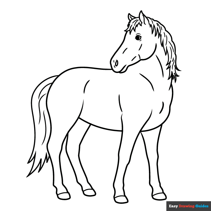 Beautiful Horse Drawing, Color Stock Vector - Illustration of contour,  animals: 10108997