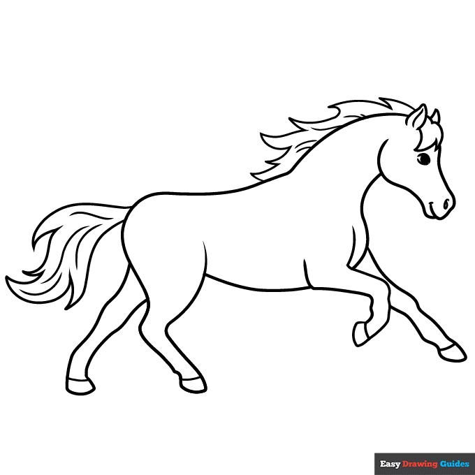 Horse Running Coloring Page Easy Drawing Guides Horse Running Coloring Page Easy Drawing Guides