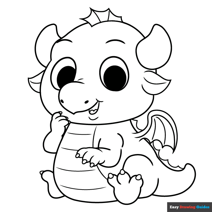 baby dragon outline drawing