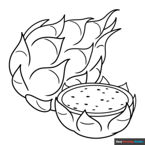 Dragon Fruit Coloring Page | Easy Drawing Guides