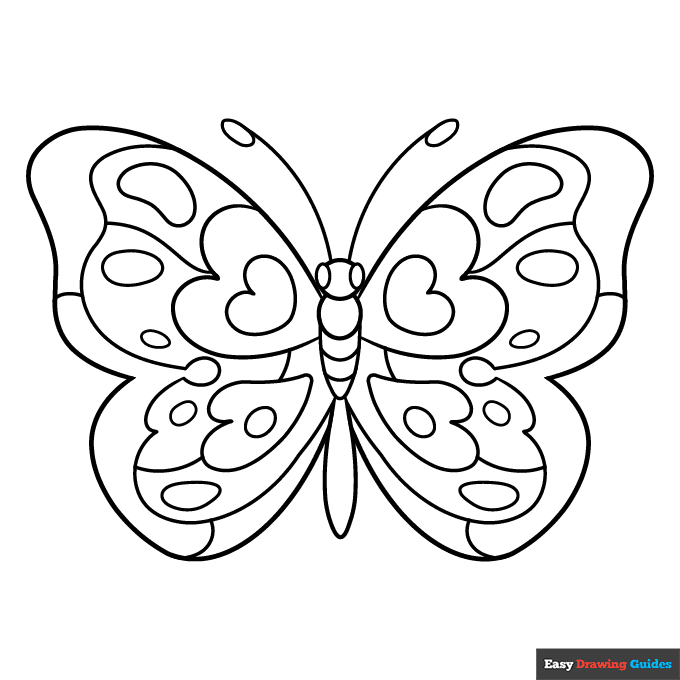 Rainbow Butterfly Coloring Page | Easy Drawing Guides