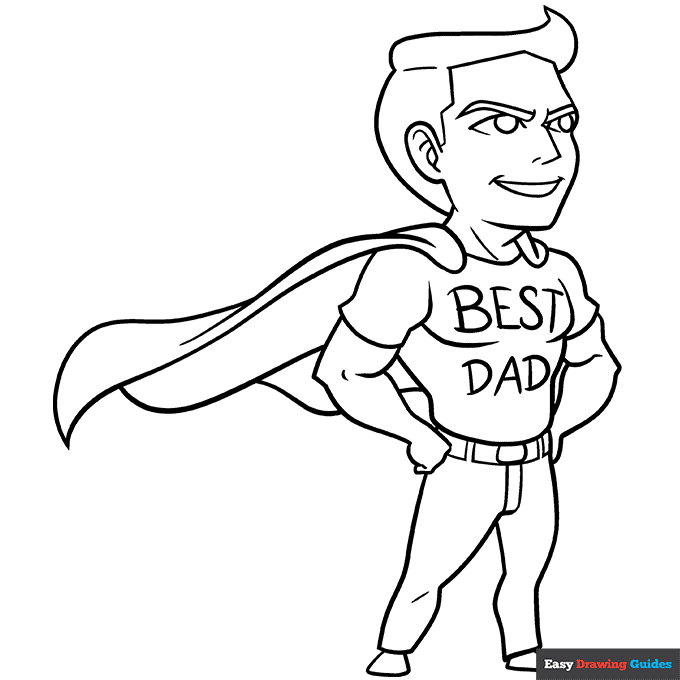 Super Dad Coloring Page Easy Drawing Guides