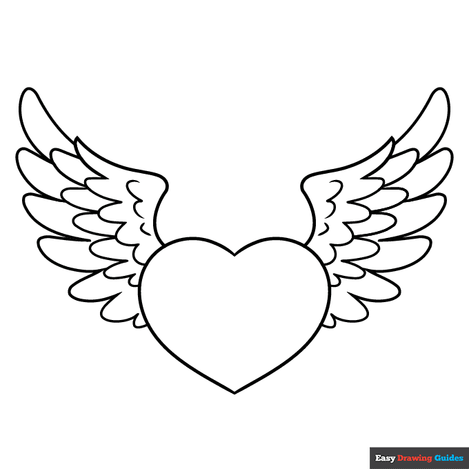 Free printable heart with wings coloring page