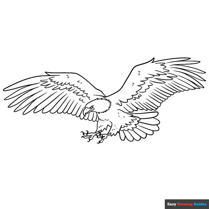 Free printable bald eagle flying coloring page