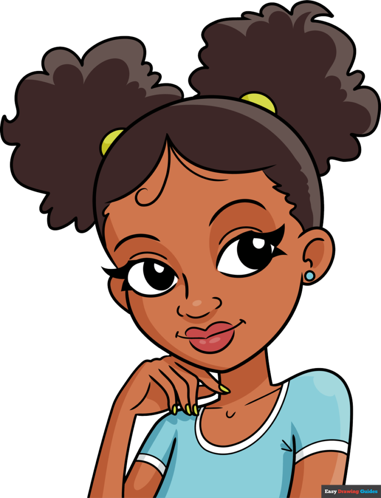 how to draw a black girl cartoon featured image 1200