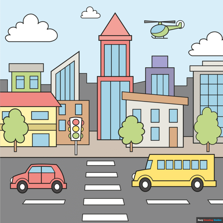 How to Draw an Easy City for Kids Featured Image