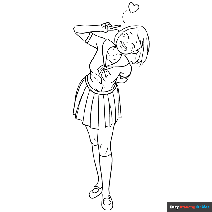 How to Draw an Anime Girl and Anime Girl Coloring Page