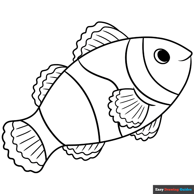 Easy Clownfish Coloring Page Easy Drawing Guides Easy Clownfish Coloring Page Easy Drawing Guides