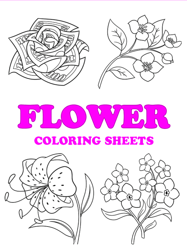 Free printable flower coloring pages - pinterest image