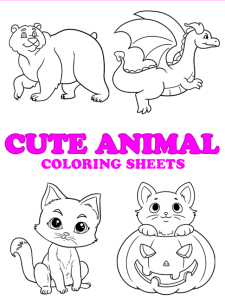 Free cute animals Coloring Pages for Kids - premium ebook 3D cover image