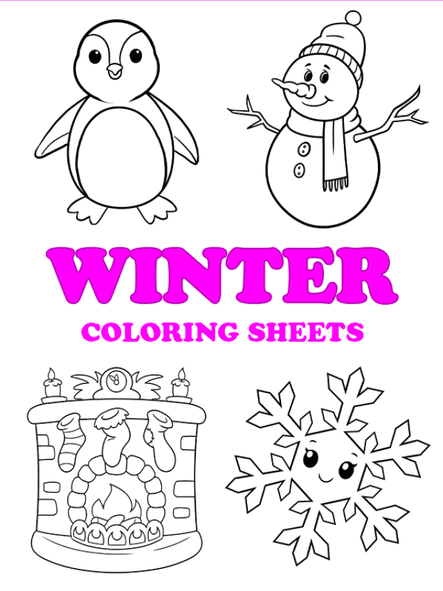 Free printable winter coloring pages - pinterest image