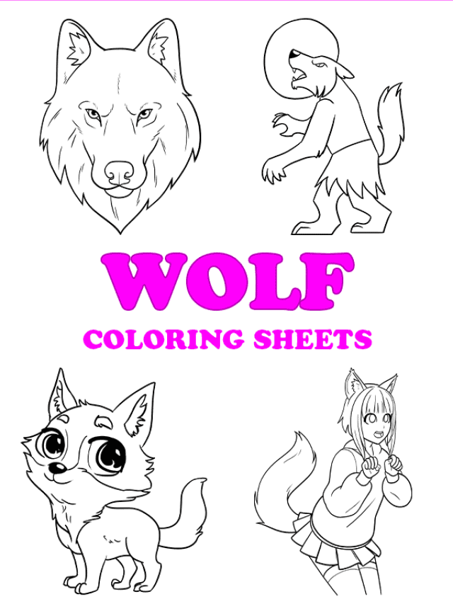 Free printable wolf coloring pages - pinterest image