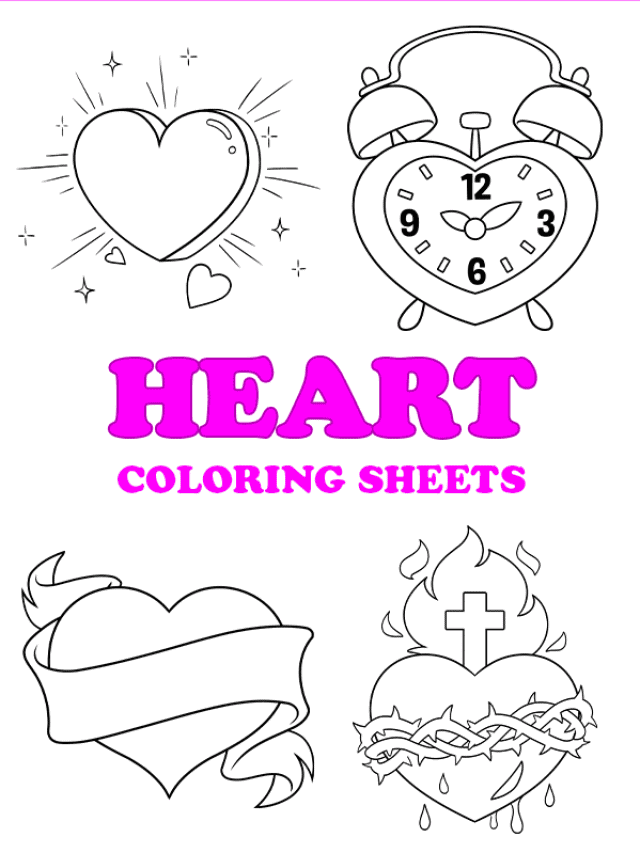 Free printable heart coloring pages - pinterest image