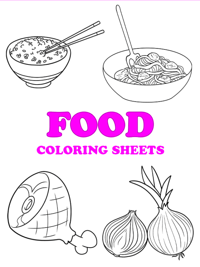 Free printable food coloring pages - pinterest image