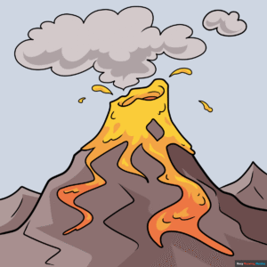 How to Draw a Cartoon Volcano Featured Image