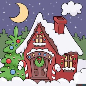 How to Draw a Christmas House Featured Image