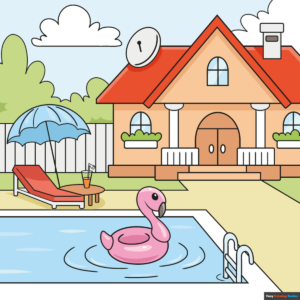 How to Draw a House with a Swimming Pool Featured Image