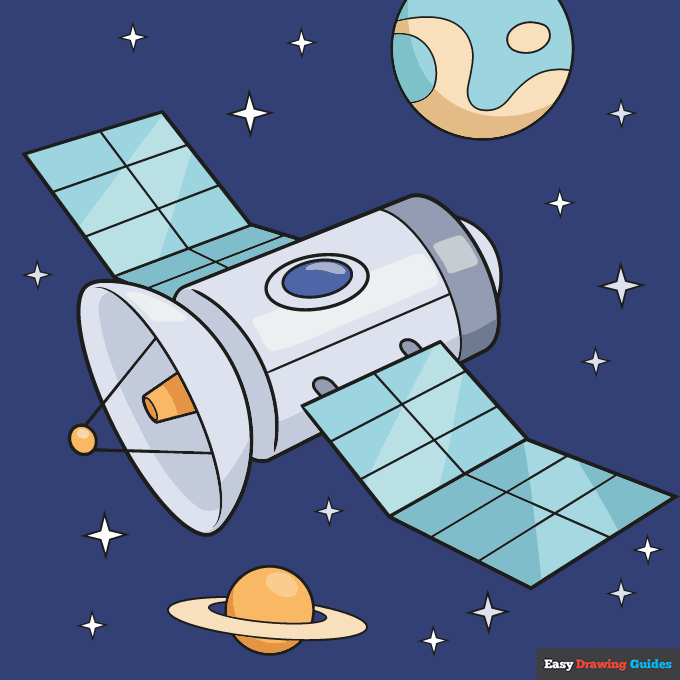 How to Draw a Satellite Really Easy Drawing Tutorial