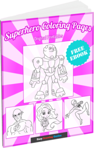 Free superhero Coloring Pages for Kids - free ebook 3D cover image