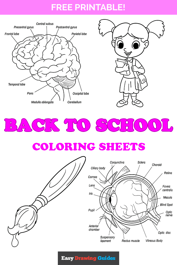 Back to school coloring pages - pinterest image