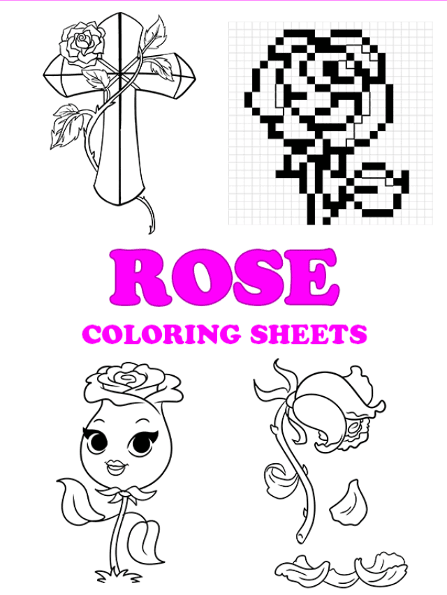 Free printable rose coloring pages - pinterest image