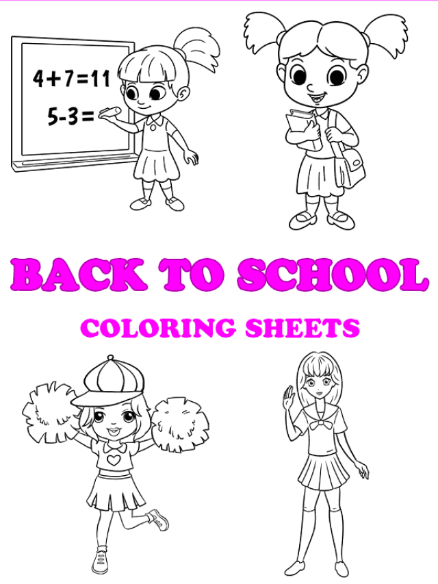 Free printable back to school coloring pages - pinterest image