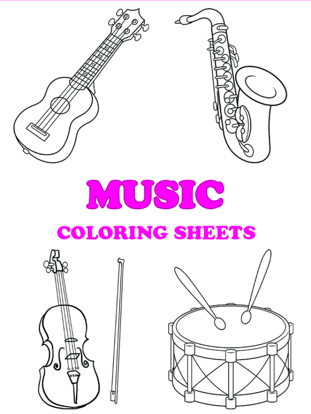 Free printable music coloring pages - pinterest image