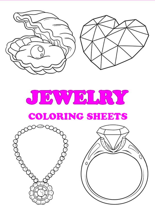 Free printable jewelry coloring pages - pinterest image