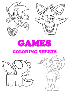 Free printable games coloring pages - pinterest image