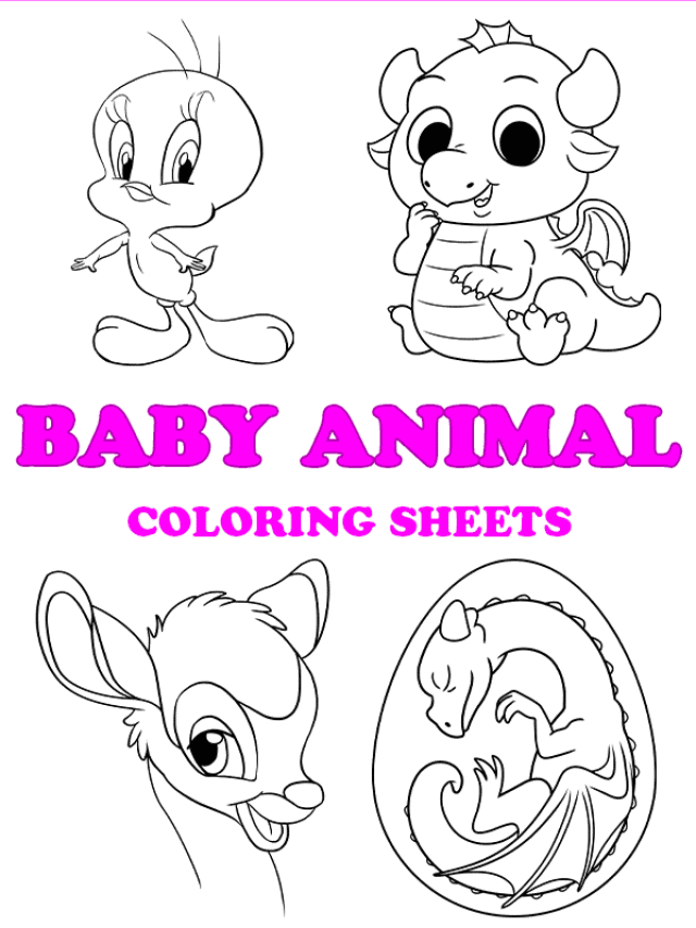 Free printable baby animal coloring pages - pinterest image