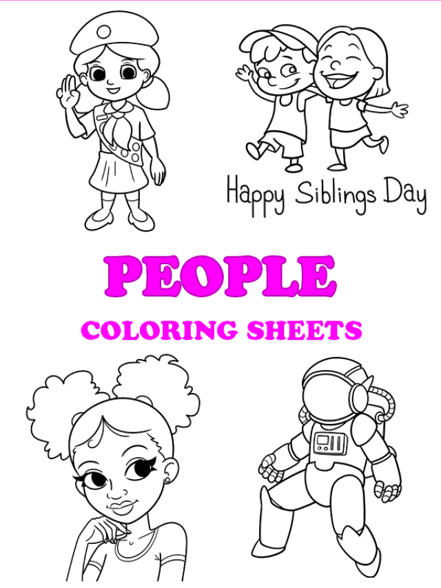 Free printable people coloring pages - pinterest image