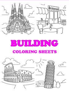 Free printable building coloring pages - pinterest image