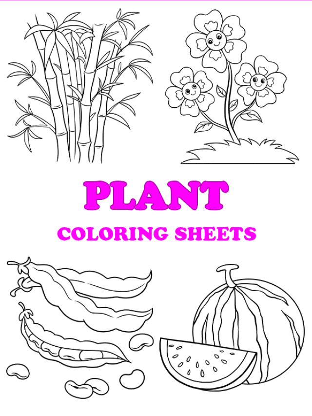 Free printable plant coloring pages - pinterest image