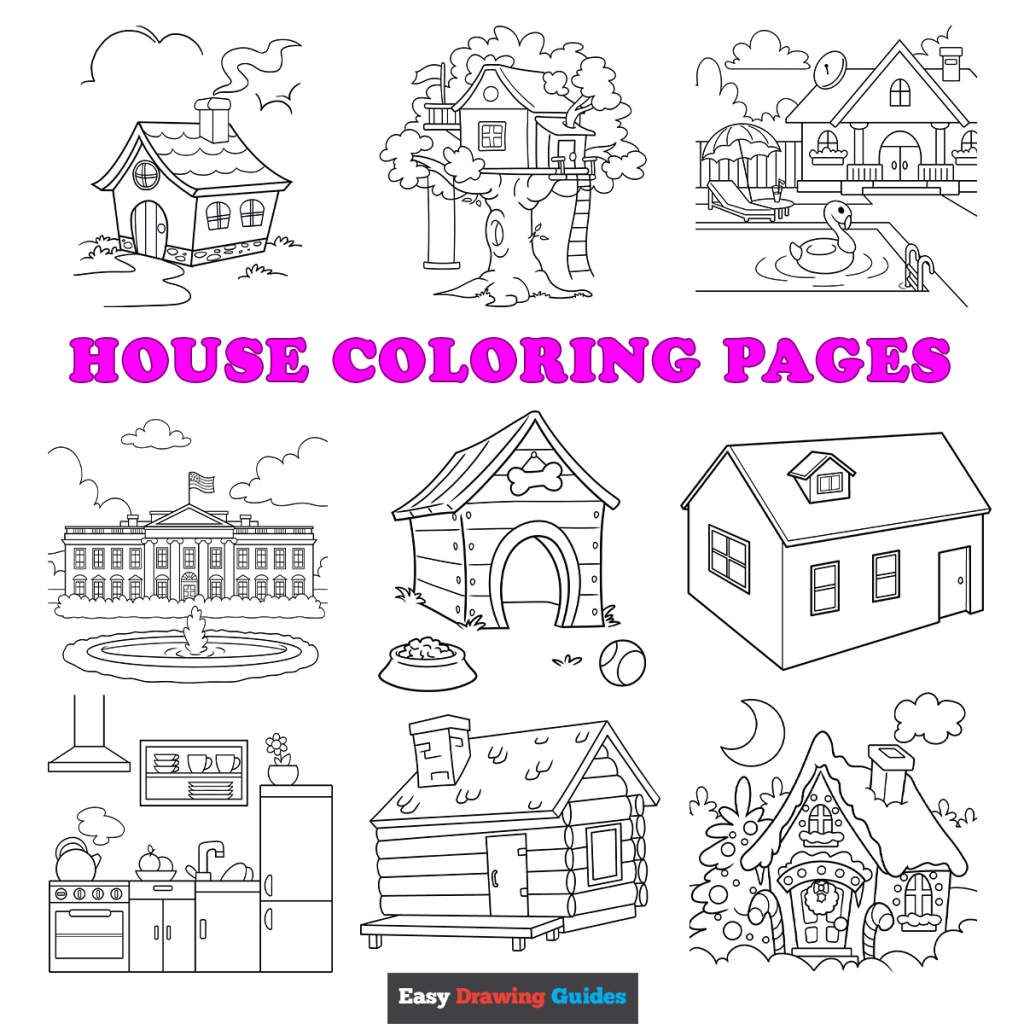 Free Printable House Coloring Pages - Easy House Coloring Sheets Featured Image 1 1024x1024
