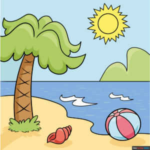 How to Draw a Cartoon Beach Featured Image