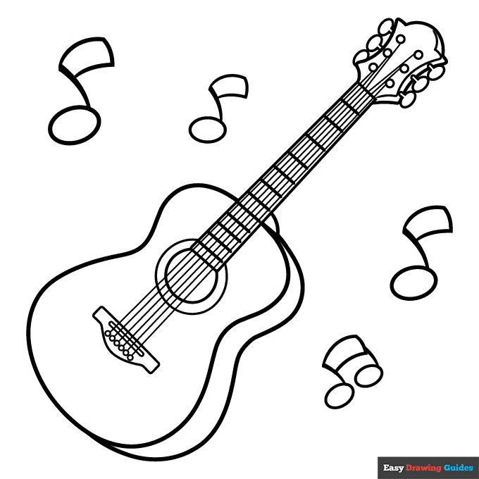 acoustic guitar coloring pages