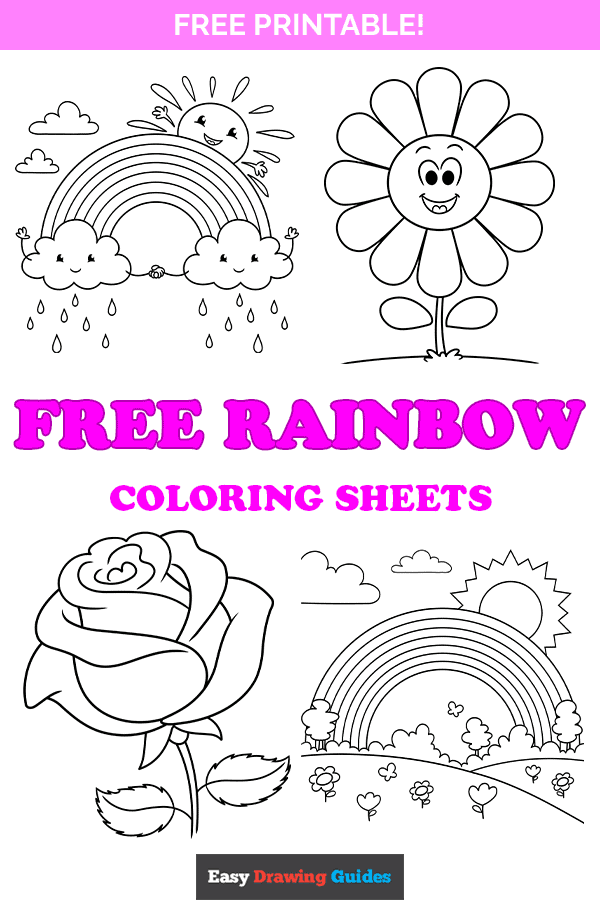 Free printable rainbow coloring pages - Pinterest Image