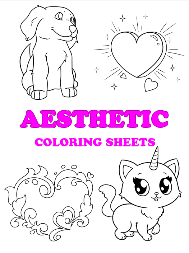 Free printable aesthetic coloring pages - pinterest image