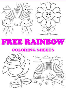 Free printable rainbow coloring pages - Pinterest Image