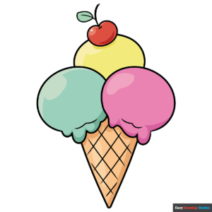 how to draw an easy cartoon ice cream cone featured image