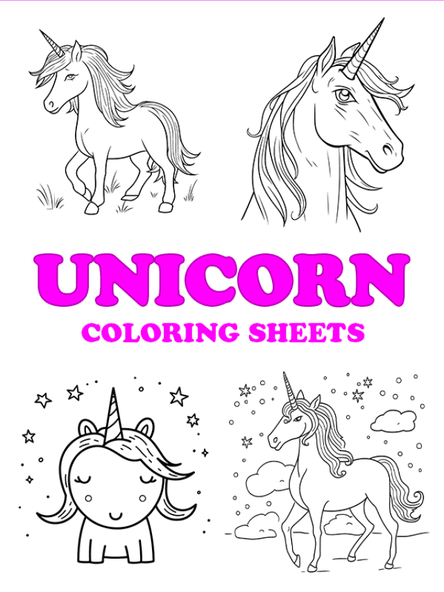 Free printable unicorn coloring pages - Pinterest Image