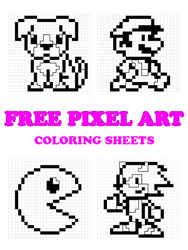 Free printable pixel art coloring pages - Pinterest Image