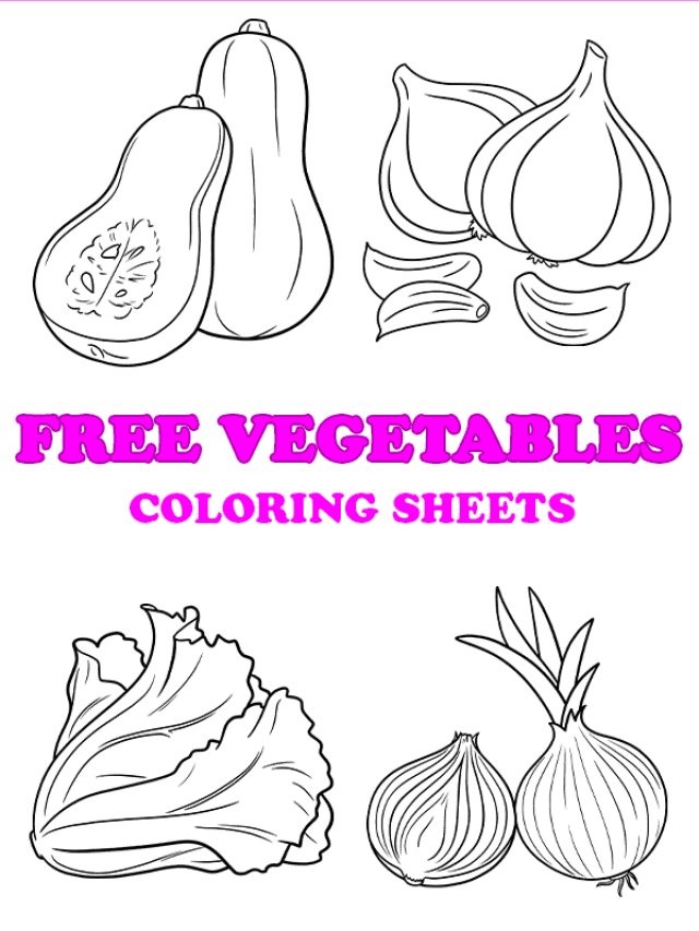 Free printable vegetables coloring pages - Pinterest Image